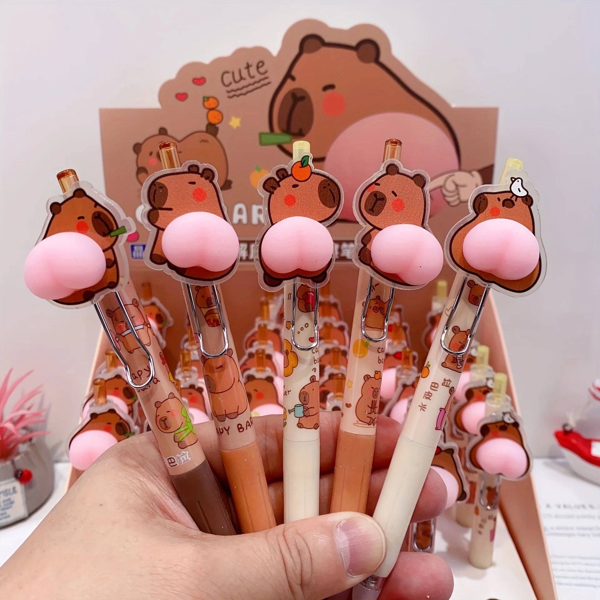 ✨ Capybara Cuties Gel Pens 🐾 - Quick Drying & Decompression Fun for Study & Office! ✍️ - Pixie Quill