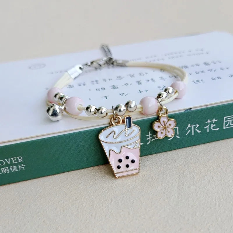 Sweet Cute Animal Cat Dog Paw Flower Bells Pendant Bracelets For Women Girls Simple Cartoon Rabbit Bracelet Friendship Jewelry