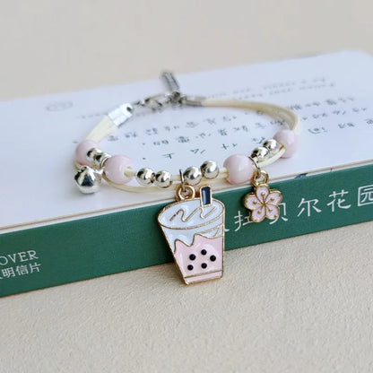 Sweet Cute Animal Cat Dog Paw Flower Bells Pendant Bracelets For Women Girls Simple Cartoon Rabbit Bracelet Friendship Jewelry