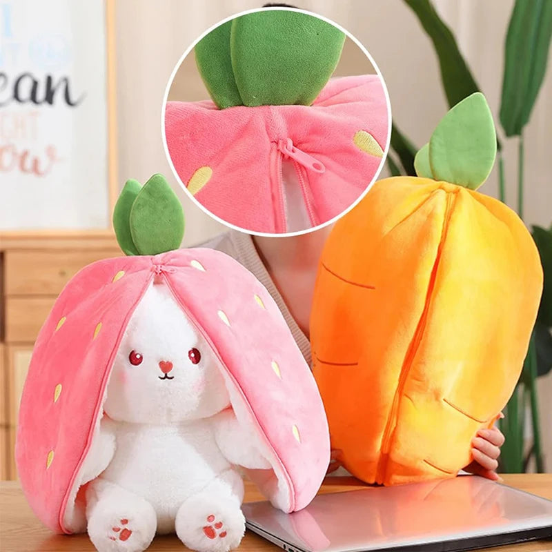 🍒🥕 Cuddly Strawberry Carrot Bunny Plush - Adorable Big Ears for Joyful Play! 🐇💕