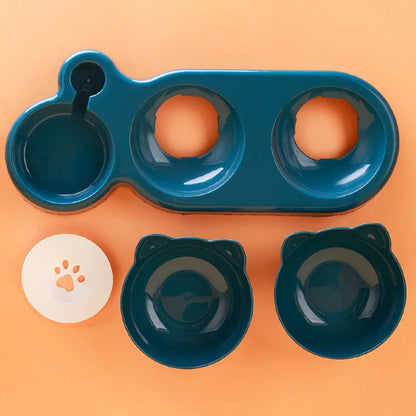 Kawaii 3-in-1 Cat Feeder & Water Dispenser 🐾💕 | Adorable Double Bowl Set for Small Pets 🐱💧 | Cute Cat Accessories