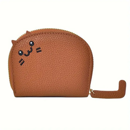 Cartoon Cat Wallet With Card Slots Zipper Coin Holder PU Leather 🐱💖