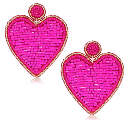 Kawaii Heart Dangle Earrings 💖✨ | Vintage Beaded Jewelry Gifts for Lovebirds 🌟💕