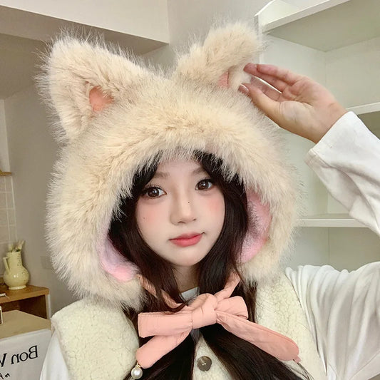 Cozy Winter Beanie For Women Spicy Girl Style Cat Balaclava Hat ❄️🐱 Warmth