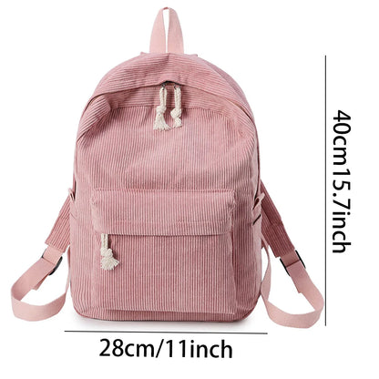 Personalized Corduroy Schoolbag Backpack Training Anti-theft Shoulder Bag For Teenager Knapsack Unisex Classic Campus Port - Pixie Quill