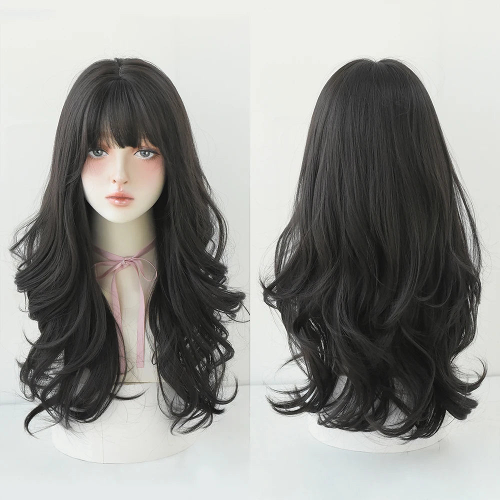 Kawaii Blonde Cosplay Wig 🎀✨ | Wavy Synthetic Hair with Bangs for Daily & Party Looks 💖