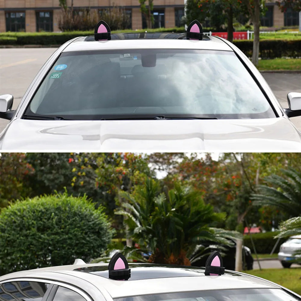 Kawaii 3D Cartoon Rabbit & Cat Ear Stickers 🐰🐱 | Cute EVA Foam Car Roof Decor Accessories 🌈💖