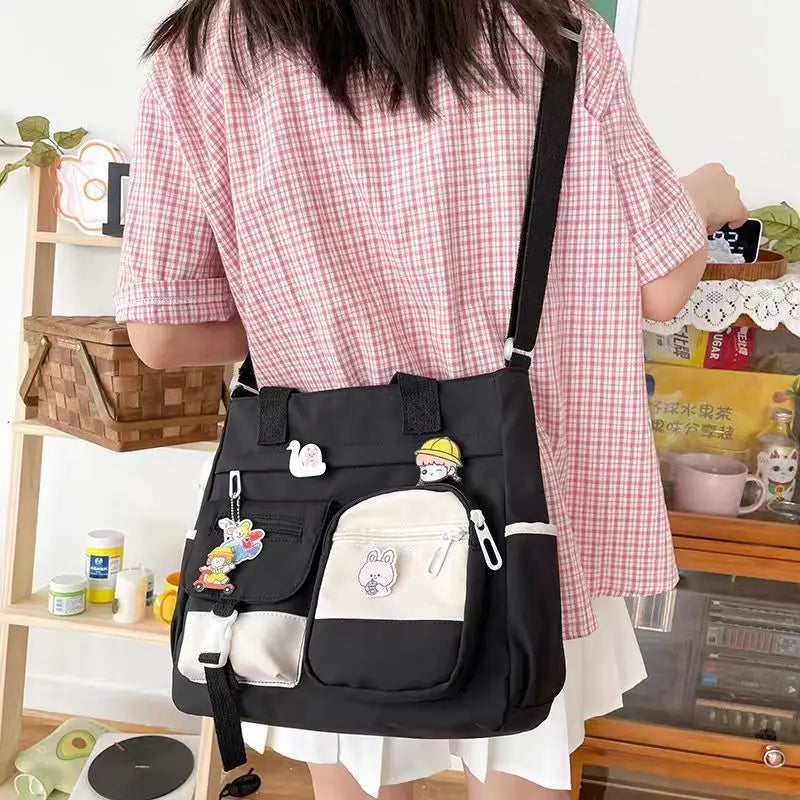 Kawaii Nylon Waterproof Satchel 👜✨ | Adorable Japanese Crossbody Messenger Bag for Students & Girls 🎒💖