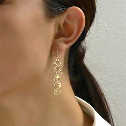 Kawaii 2025 Heart & Star Earrings ✨💖 Trendy Digital Symbols for New Year Celebrations! 🎉👂