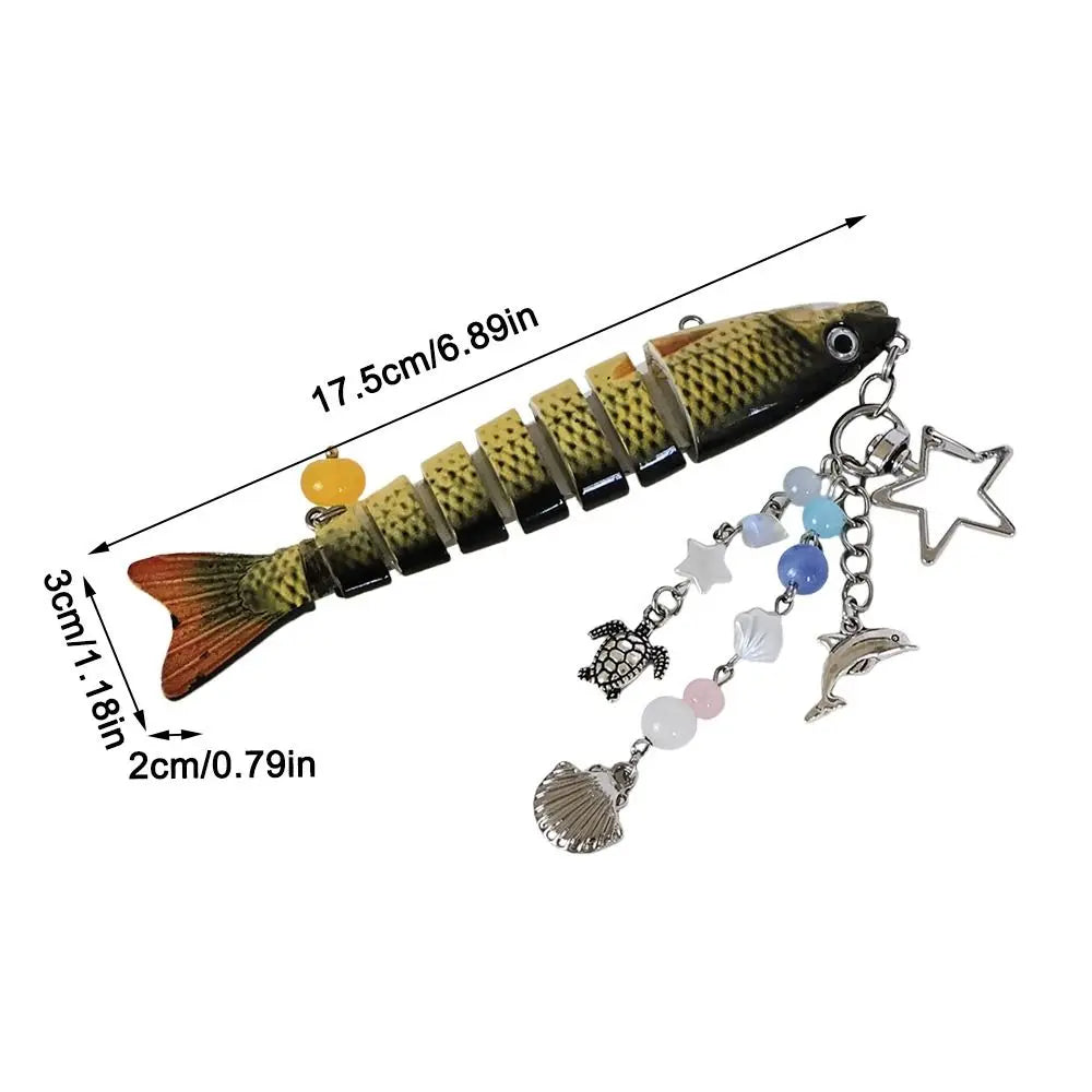 Playful Plastic Fish Keychain 🐟 Multi Jointed Backpack Charm Gift