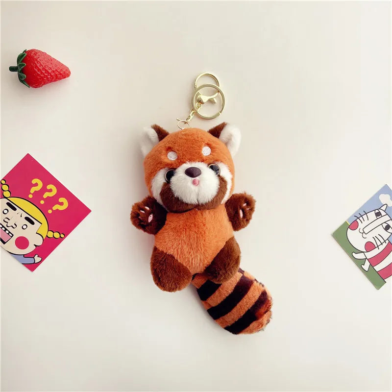 Cute Red Panda Plush Keychain Pendant Toy 🐼 Soft Raccoon Charm For Backpacks