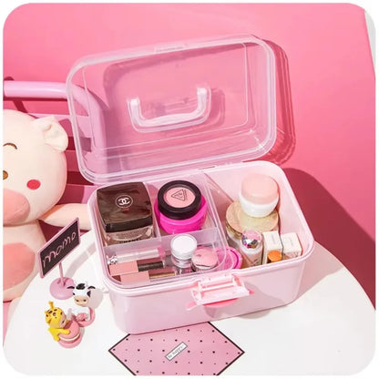 Kawaii Cartoon Multi-Layered Medicine Box 🩺💕 - Adorable Storage for Kids' Essentials & Makeup! 🌈✨