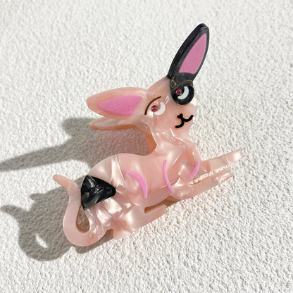 Retro Leopard Cat Acetate Hair Claw Clip For Thick Hair Cute Floral Barrette 🐾✨