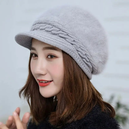 Cozy Korean Style Rabbit Hair Beanie For Women Warm Winter Knit Hat 🐰❄