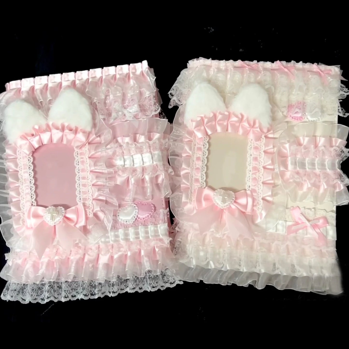 Pink A5 Photo Card Binder With Lace Ribbon Top Loader 📷🎀 Kpop Style