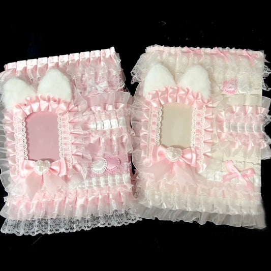 Pink A5 Photo Card Binder With Lace Ribbon Top Loader 📷🎀 Kpop Style