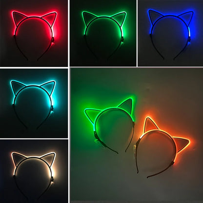 Kawaii LED Cat Ears Headband 🎀✨ | Colorful Glowing Hair Accessory for Cosplay & Parties 🎉💖