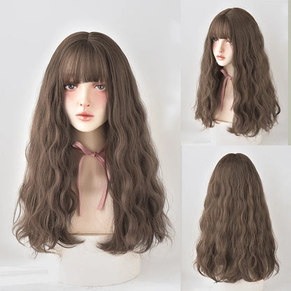 Kawaii Blonde Cosplay Wig 🎀✨ | Wavy Synthetic Hair with Bangs for Daily & Party Looks 💖