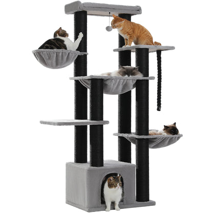 Cute 5 Tier Cat Tree For Big Cats With 11 Sisal Posts And Hammock 🐾