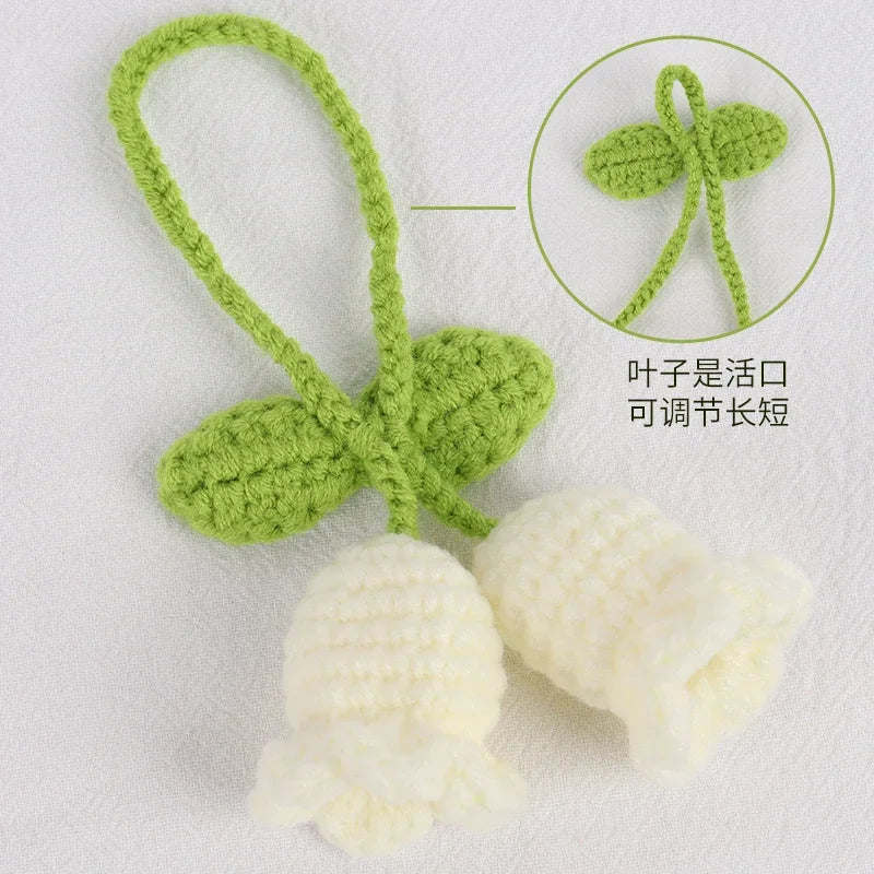 Whimsical Knitted Flower Keychain Charms Wool Leaf Pendants For Bags 🌸🧶