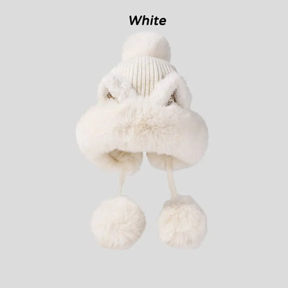 Cozy Cat Ear Beanie Hat For Women Warm Knit Two Fluffy Earflap Snow Beanie 🐱❄️