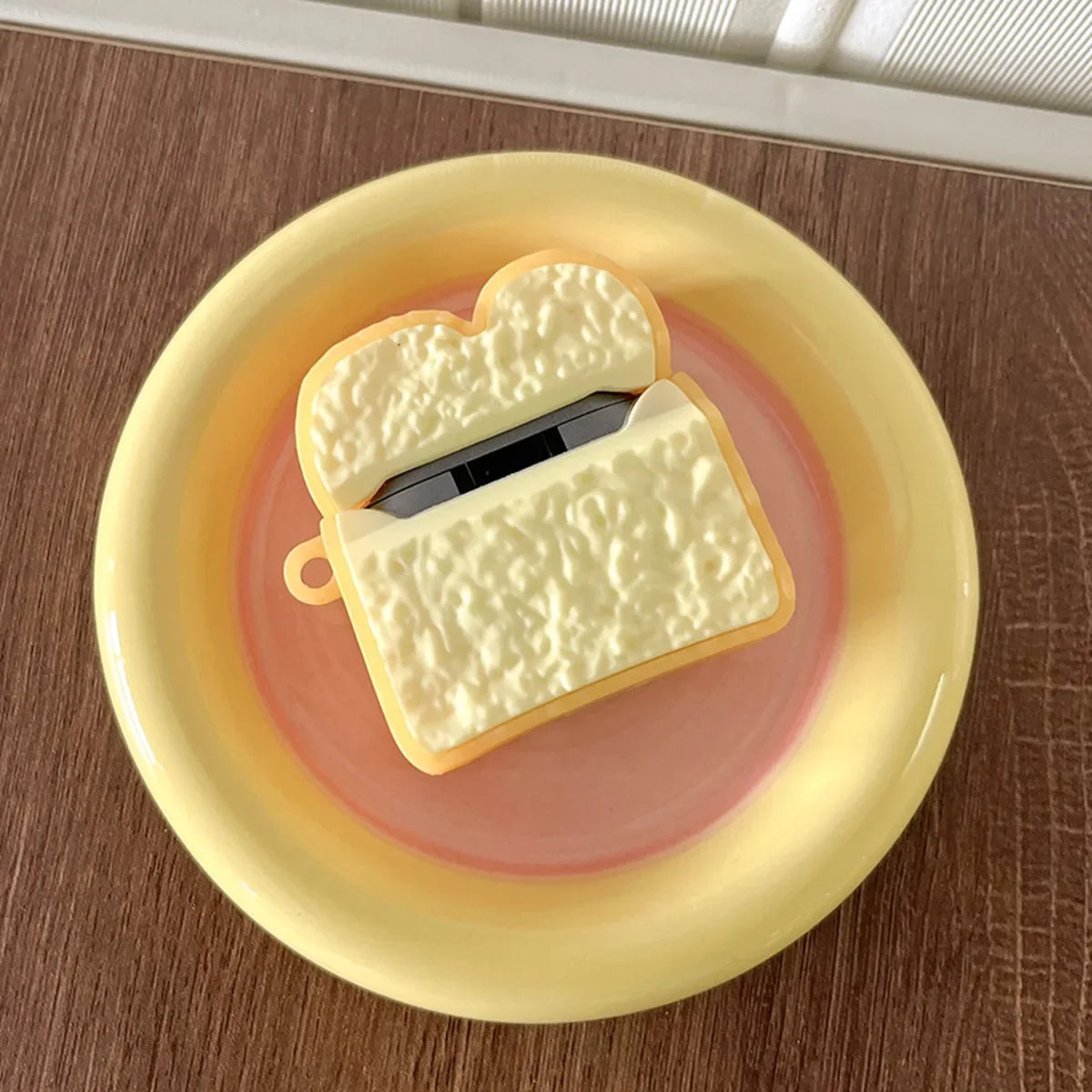 Kawaii Toast Silicone Earbud Case 🍞🎧 | Cute & Creative Headphone Cover with Keychain for Huawei FreeClip 🌟💕