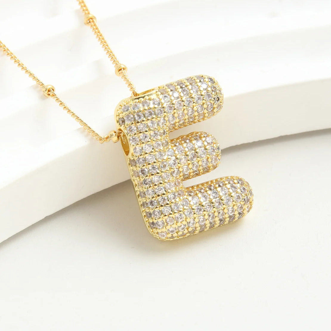 Kawaii Gold Plated Balloon Letter Necklace 🎈✨ | Chunky Initial Pendant Jewelry for Trendy Women 👩‍🎤💖