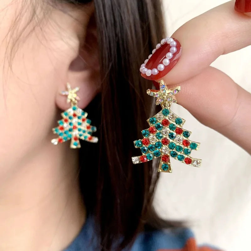 Sparkling Christmas Tree Earrings For Women Multicolor Zircon Drop Earrings 🎄✨