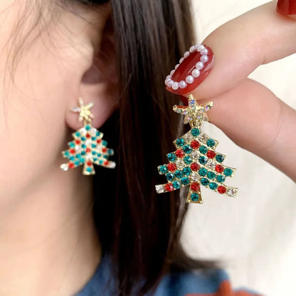 Sparkling Christmas Tree Earrings For Women Multicolor Zircon Drop Earrings 🎄✨