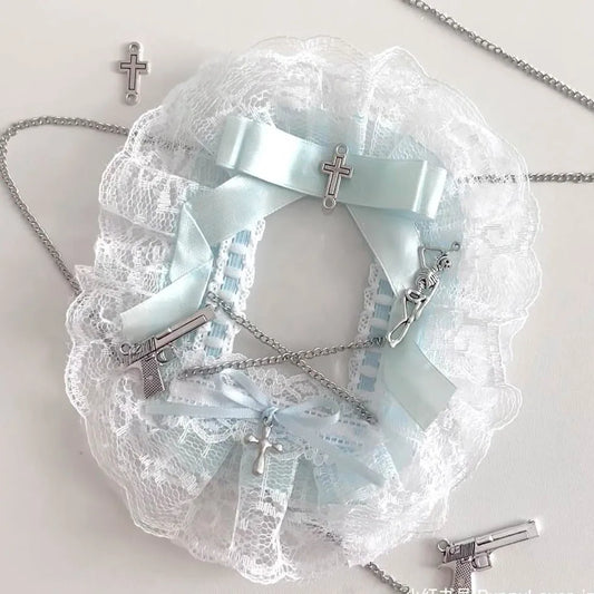 Blue Bowknot Lace Photocard Holder Display Cute ID Card Sleeve 💙🎀