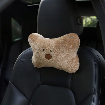 Kawaii Bear Plush Car Neck & Lumbar Support Pillow 🐻✨ - Cozy Cartoon Comfort for Your Drive! 🚗💖