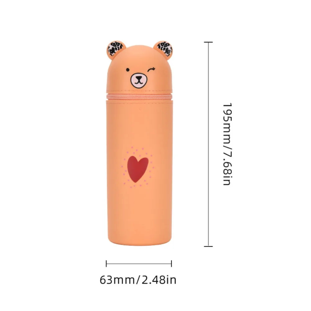 Bear Shaped Silicone Pencil Case Pen Holder For School Supplies Cute Storage 🐻✨
