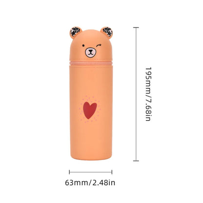 Bear Shaped Silicone Pencil Case Pen Holder For School Supplies Cute Storage 🐻✨