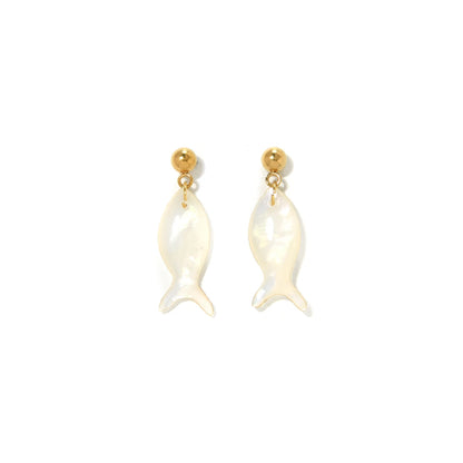 Pastel Shell Fish Pendant Earrings For Women Multicolor Beach Party Jewelry Waterproof Stainless Steel 💖🐟✨