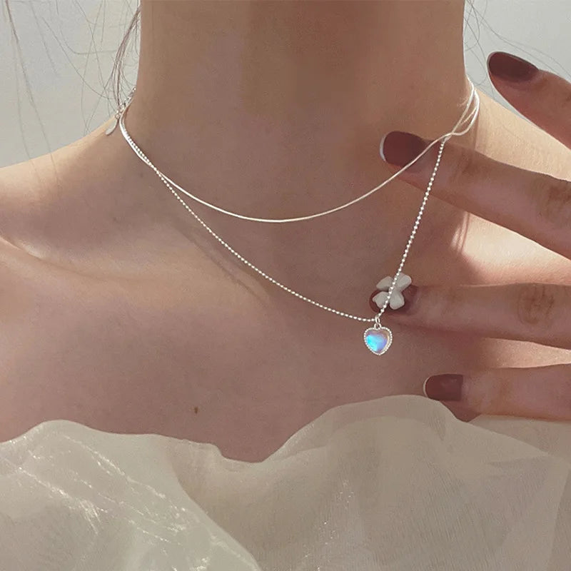 ✨ Kawaii Starry Zircon Pendant Necklace 🌟 | Cute Beaded Chain for Y2K Girls | Trendy Hip Hop Aesthetic Jewelry 🎀 | Perfect Gift for Moms & Besties! 💖