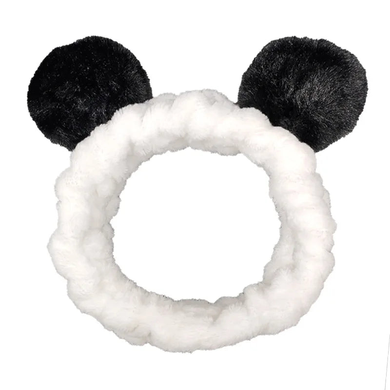 Women Wash Face Makeup Soft Coral Fleece Elastic Headband Head Wrap Cute Rabbit Bow Animal Ears Hairband Girl Hair Accessories
