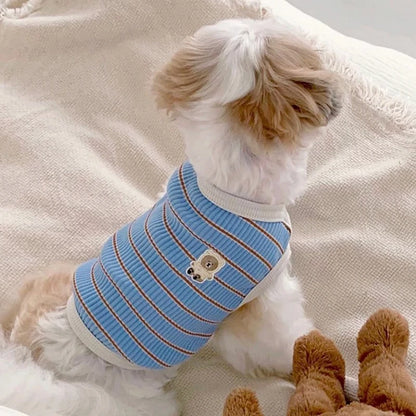 Adorable Striped Pet Vest 🌸🐾 Cozy Summer Shirt for Pups & Kitties! 🐶🐱