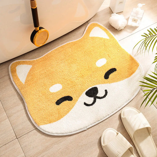 Kawaii Akita Dog Bath Mat 🌸🐾 – Soft, Anti-Skid & Absorbent Microfiber Floor Mat!