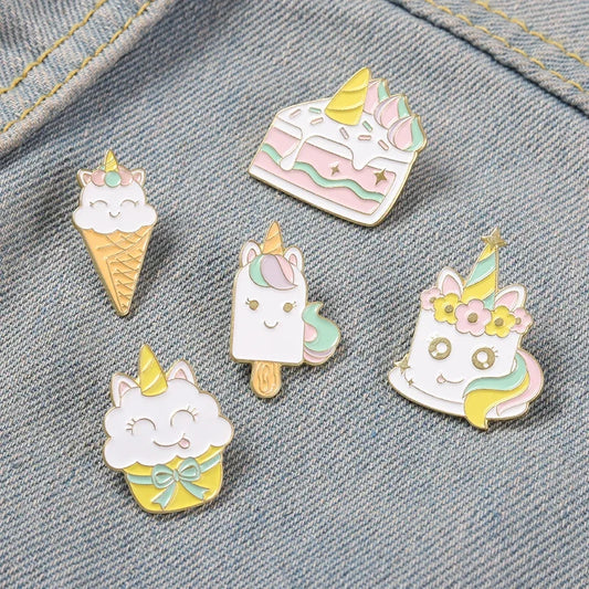 Kawaii Rainbow Dessert Enamel Pin 🍰🍦 Cute Cake & Ice Cream Brooches for Bags & Clothes 🎀✨ Perfect Gift for Friends & Kids!