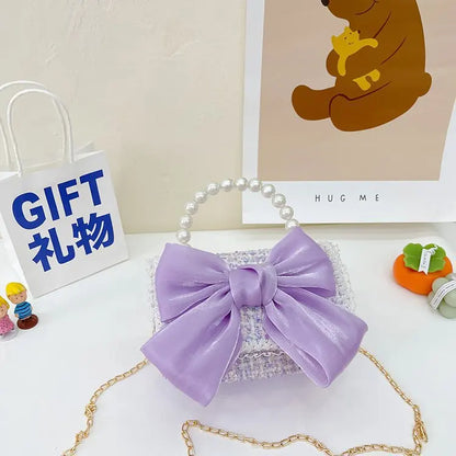 Kawaii Princess Pearl Handbag 👜✨ - Adorable Bow Shoulder Messenger Bag for Kids & Parents! 🌸👧