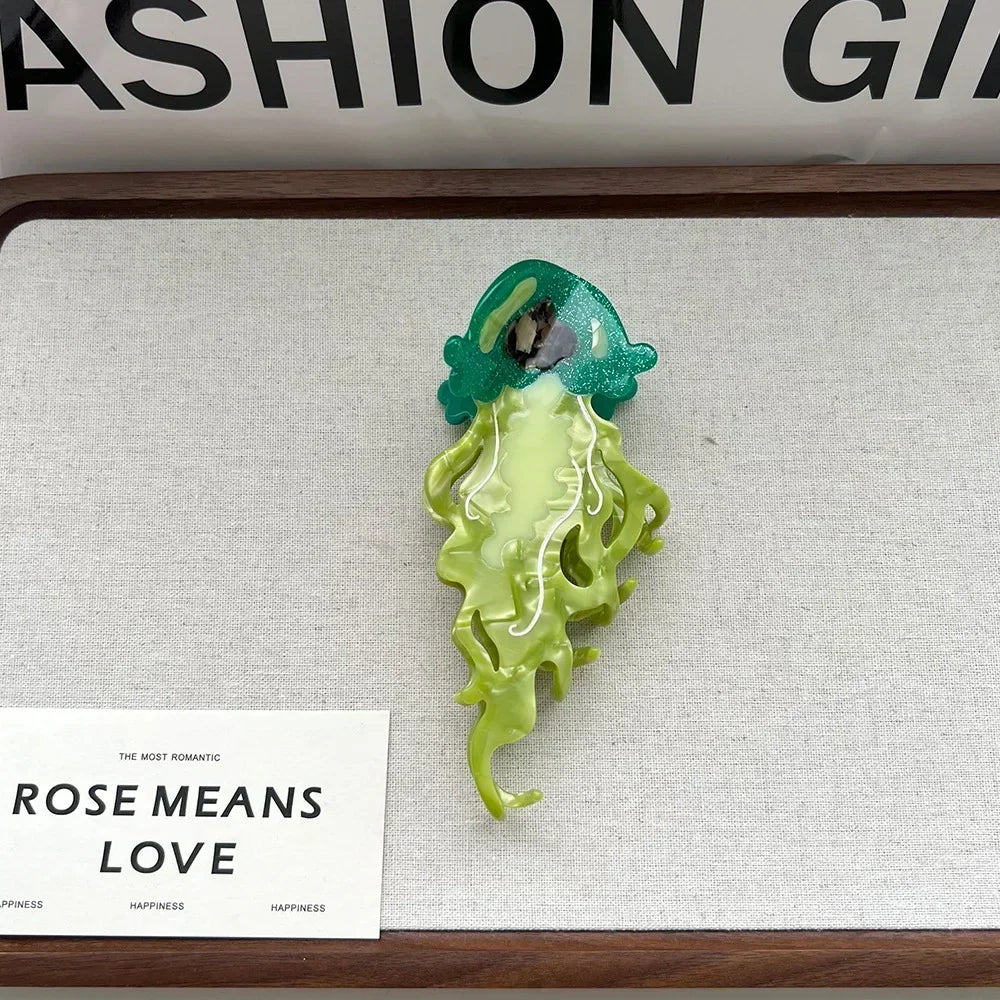Ocean Friends Hair Claw Clip Acetate Dolphin Seahorse Jellyfish Clip For Women 🐬