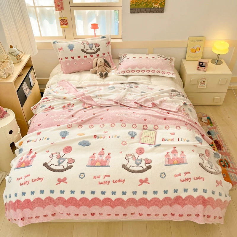 Cute Strawberry Dreams 🍓✨ Cozy Flannel Blanket for Kids - Perfect for Cuddles & Adventures! 🌟🛋️ - Pixie Quill
