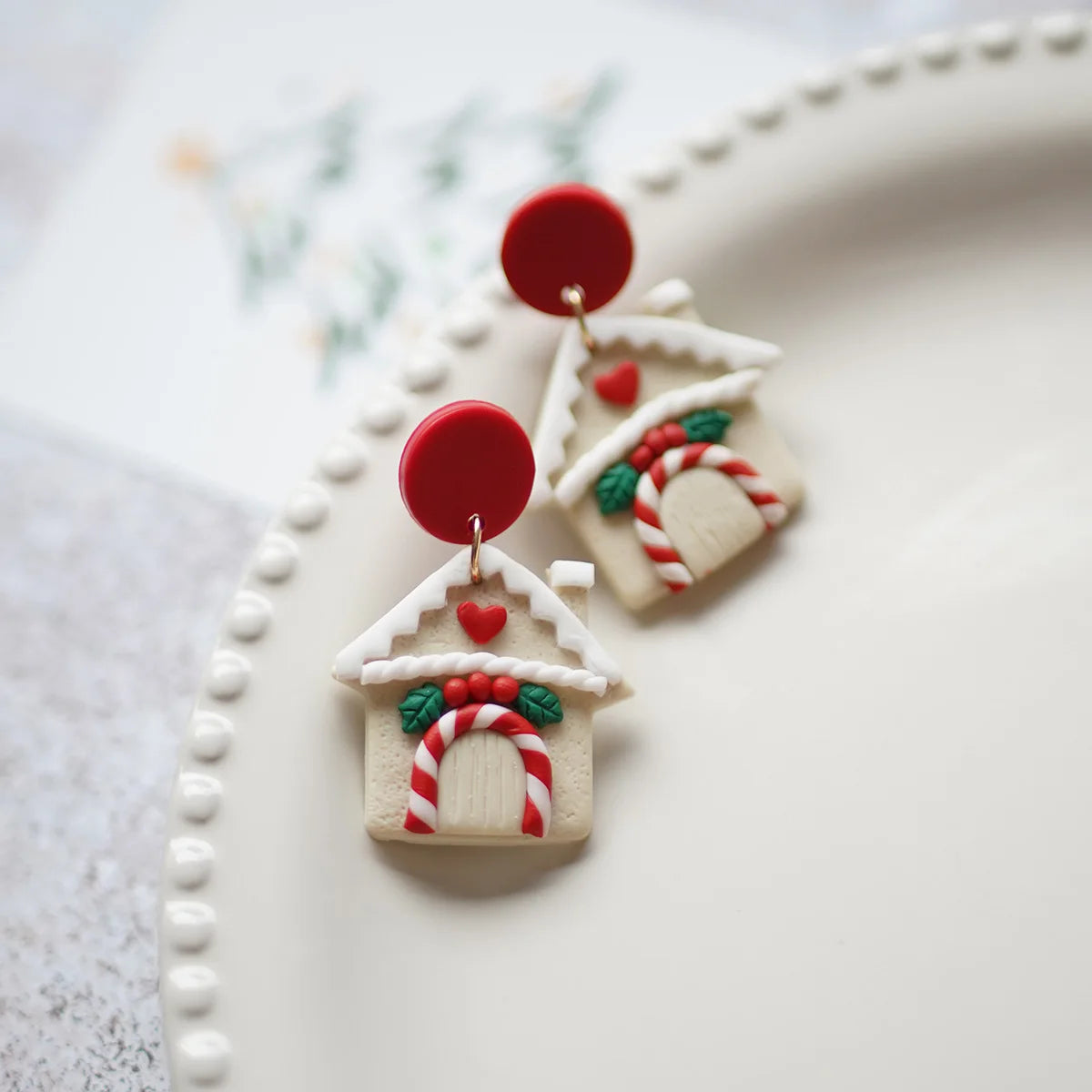 Cute Christmas Polymer Clay Dangle Earrings Santa Snowman Bell Gingerbread 🎄⛄️
