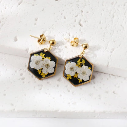 Elegant Pressed Flower Earrings For Women Natural Blue Floral Drop Earrings Handmake Epoxy Resin Plant Earring Jewelry Wholesale