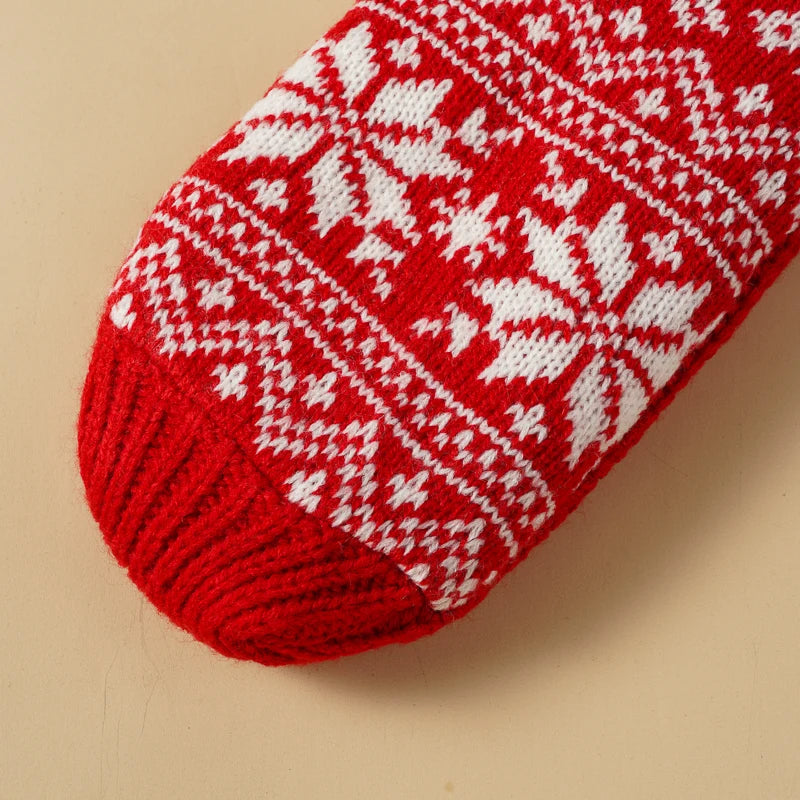 Thickened Fleece-Lined Christmas Socks For Women 🧦 Warm Snowy Mid-Calf Non-Slip