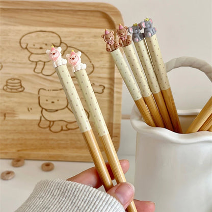 🐾 Adorable Animal-Themed Chopsticks 🥢 Cute Wooden Food Sticks for Sushi & More! 🌈 Perfect for Kids & Adults! - Pixie Quill