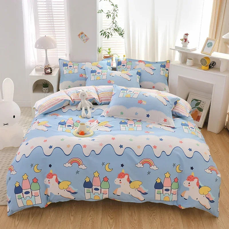 Adorable Strawberry Dreams Reversible Kawaii Bedding Set 🍓✨ Soft Cotton Duvet Cover with Pillowcases