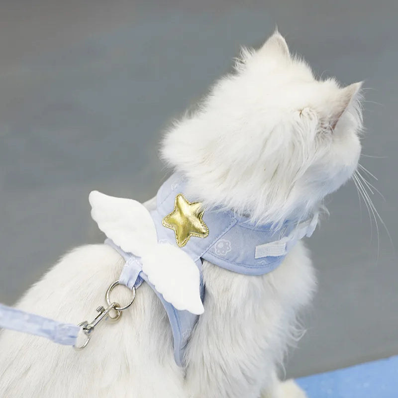 ✨ Angel Wing Pet Harness 🌈 Cute Collar & Leash Set for Furry Friends 🐾 Personalized Playground Accessories 💖