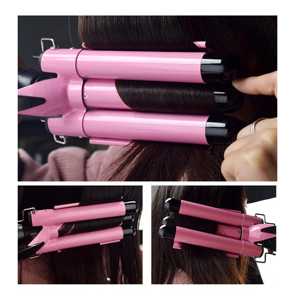 Kawaii Triple Barrel Hair Curler 🌸✨ - Professional Ceramic Waver for Dreamy Waves & Curls! 💖