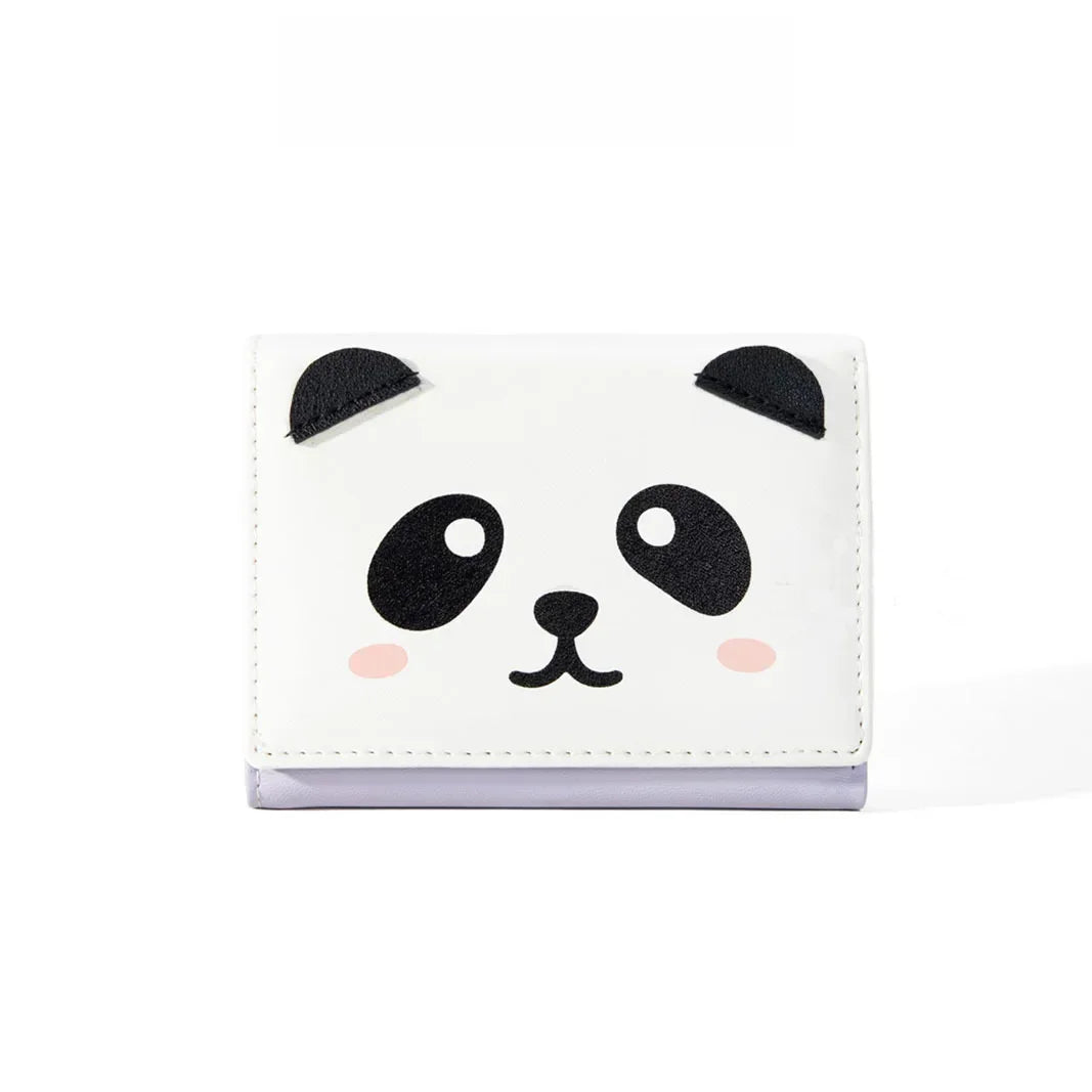 Cute Panda Small Money Clip Pocket Wallets for Students Mini Coin Purse Ultra-thin Small Buckle Card Bag Billeteras Para Mujer